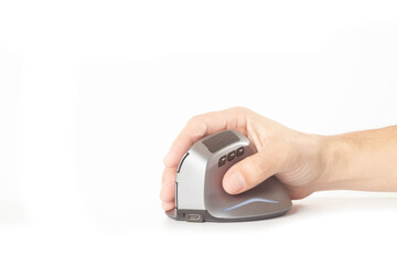 Fototapeta premium Isolated vertical mouse. Concept of body health. Office syndrome concept. Carpal Tunnel Syndrome