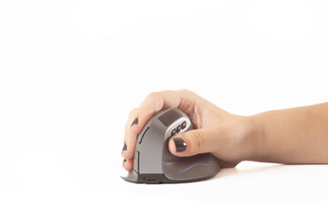 Isolated vertical mouse. Concept of body health. Office syndrome concept. Carpal Tunnel Syndrome