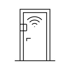 smart door sensor home line icon vector. smart door sensor home sign. isolated contour symbol black illustration