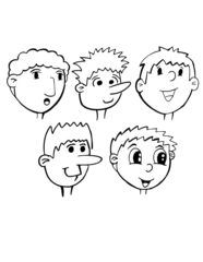 Selbstklebende Fototapeten Cartoon Heads and Faces Vector Illustration Art Set © Blue Foliage