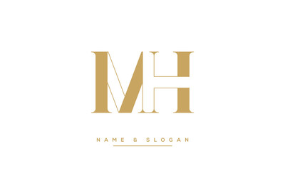 MH or HM Alphabet letters logo monogram