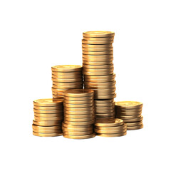 Golden coin isolated on transparent background