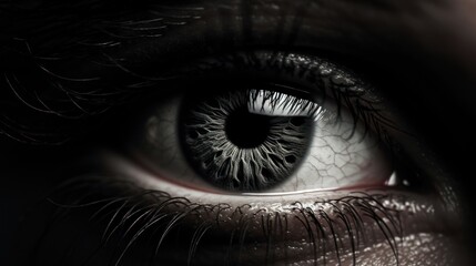 Naklejka premium a close up of a person's eye with a black and white image of an eyeball in the center of the iris of the eye of the eye.