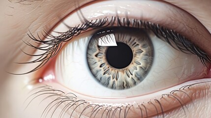  a close up of a person's eye with a black circle in the center of the iris and a white circle in the middle of the iris of the eye.