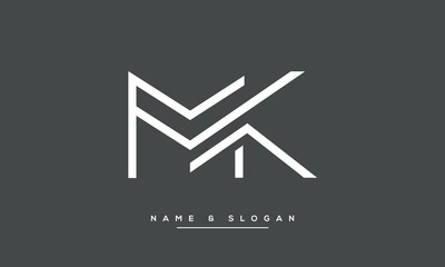 MK or KM Alphabet letters logo monogram - obrazy, fototapety, plakaty
