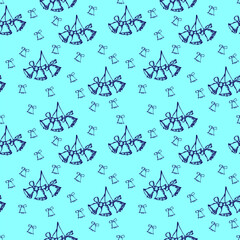 Jingle bells Christmas seamless pattern. Hand drawn illustration 