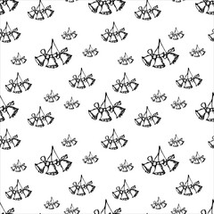 Jingle bells Christmas seamless pattern. Hand drawn illustration 