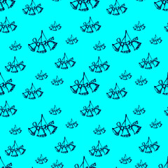 Jingle bells Christmas seamless pattern. Hand drawn illustration 