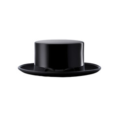 Black top hat and black hat isolated on transparent background