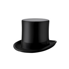 Black top hat and black hat isolated on transparent background - obrazy, fototapety, plakaty