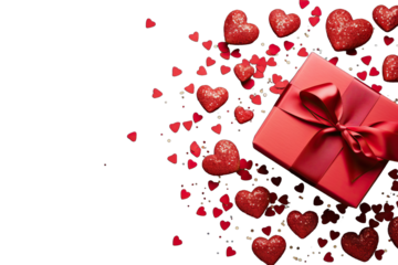 holiday ribbon bow flat high up table surprise present card greeting colours blue 14 february valentine saint happy nubes Valentines day background gift box red hearts Top view Fl lay style