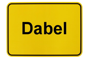 Illustration eines Ortsschildes der Gemeinde Dabel in Mecklenburg-Vorpommern