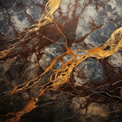 Brown marble texture with gold veins