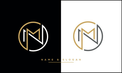 MN or NM Alphabet letters icon logo