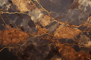 Foto op Aluminium Brown marble texture with gold veins © BrandwayArt