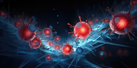 widok komórki virusa bakterii zakaźnego patogenu - obrazy, fototapety, plakaty