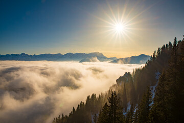 Bergpanorama, Nebelmeer vom Laber, Alpen