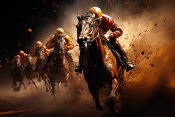 pedzące galopem konie na wyścigach konnych,  - obrazy, fototapety, plakaty