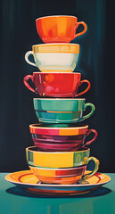 stack of colorful cups