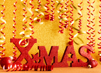 Gold color Christmas and New Year 2024 holiday background