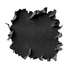 Torn black paper isolated on transparent background