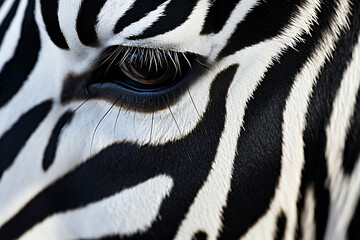 Close-up of Zebra Eye and Stripes