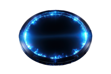 lens glow flare fashion energy electricity effect design circular bright border beautiful astral abstract ring Template text Blue neon glowing glare circle rays Frame isolated black background