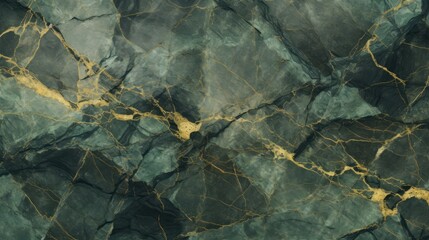 Green stone texture with gold veins - obrazy, fototapety, plakaty