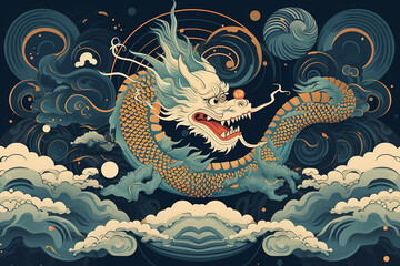 Chinese new year dragon in balinese art - obrazy, fototapety, plakaty