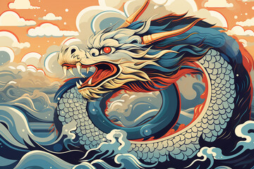 Chinese new year dragon in balinese art