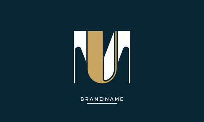 Alphabet letters MU or UM abstract logo monogram