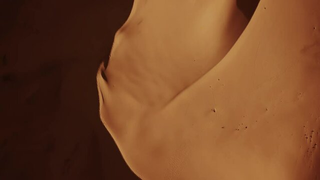 Aerial top view on sand dunes in Sahara desert, Africa, 4k