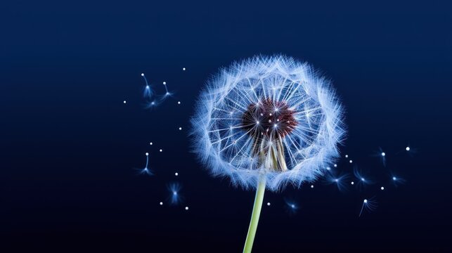  a close up of a dandelion on a dark background with a blurry image of the dandelion in the foreground and the top of the dandelion.