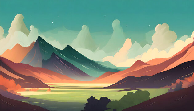 Spectrum Peaks - Abstract Colorful Mountains Landscape