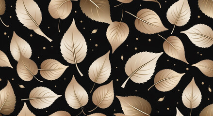 seamless pattern with black and white leaves