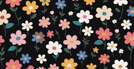 seamless pattern with flowers Ai generated