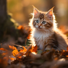 Naklejka na ściany i meble cat in autumn