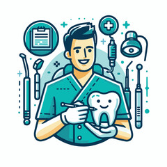vector illustration of a dentist
