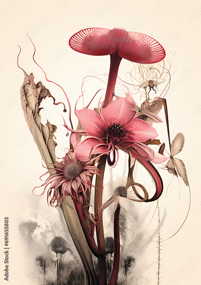 Poster illustration of a flower