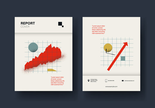 Annual Report Cover Template with Abstract Graphs