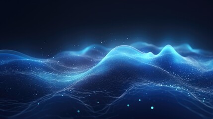 Blue Futuristic Abstract Wave: Big Data Transfer Visualization with Cloud Computing Concept