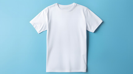 Plain White T-Shirt Mockup on Blue Background