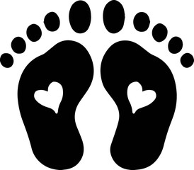 Baby feet with heart silhouette svg