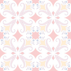 Soft pink color mosaic seamles pattern. Moroccan vintage ornament as backgrounds, for fabric, wallpaper, textile, websites, home decor (pillows, towels, napkins), tableware  