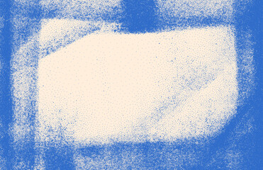 Grainy blue frame with spray texture. Hand drawn distress damaged edge vintage template. - obrazy, fototapety, plakaty