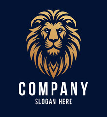 Lion head logo template design line art vector illustration isolated on white and dark backgrounds. Lion face with mane hair brand identity logotype design.