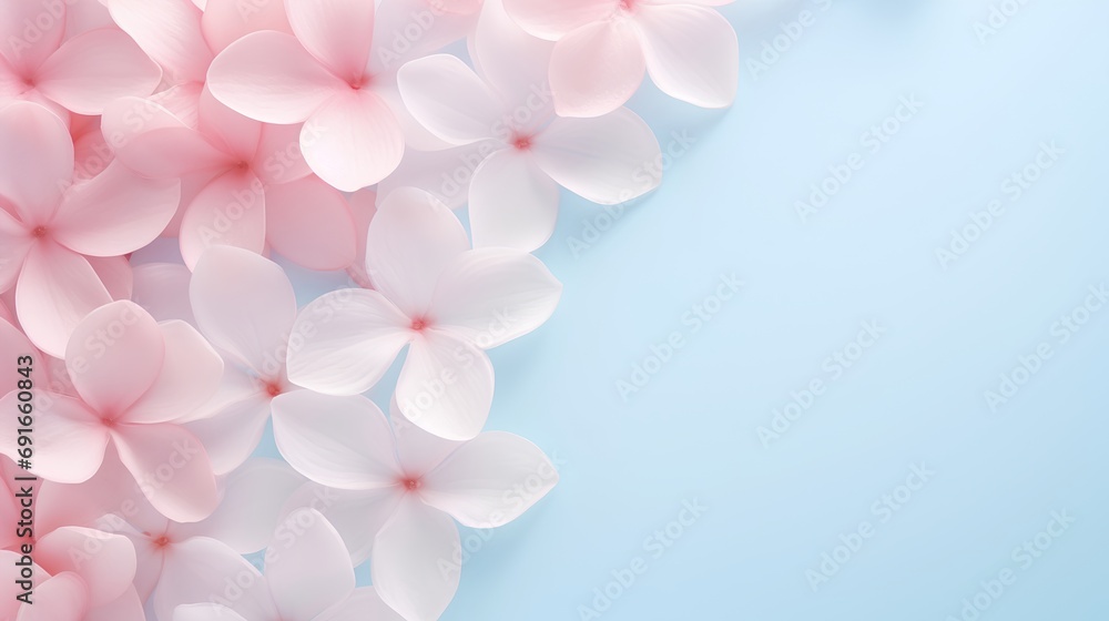 Poster a visually soothing abstract background featuring delicate flower petals arranged in a minimalist st