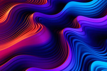 Fototapeta premium Neon waves 3D rendering, wallpaper background