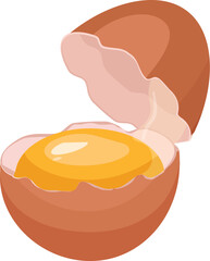 Cracked egg icon cartoon vector. Broken eggshell. Food duck omelet