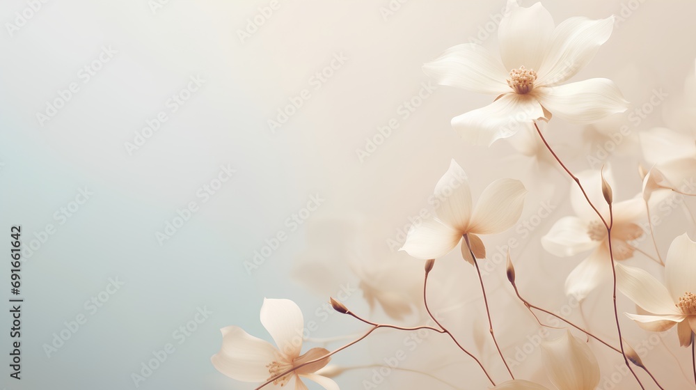 Poster a visually soothing abstract background featuring delicate flower petals arranged in a minimalist st